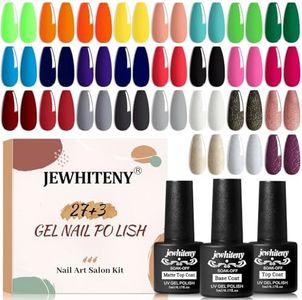 JEWHITENY 30PCS Gel Nail Polish Kit 27 Colors Gel Polish Set Gel Nail Kit Soak Off Nail Gel Polish Set for Manicure Nail Art Salon/Home Starter Kit