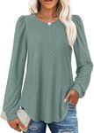 XIEERDUO Tunic Tops for Women Loose Fit Dressy Womens Long Sleeve Shirts Loose Fit Fall Tops for Women 2024 Green S