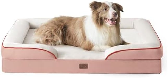 Bedsure Orthopedic Dog Bed for Large Dogs - Big Washable Dog Sofa Beds Large, Supportive Foam Pet Couch Bed with Removable Washable Cover, Waterproof Lining and Nonskid Bottom, Pink