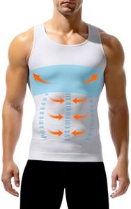 Arjen Kroos Compression Shirts for Men, Men’s Slimming Body Shaper Gynecomastia Shirts Sleeveless Shapewear Breathable Athletic Gym Tops, White, X-Large