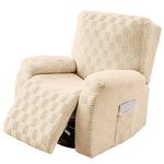 LiveGo 4 PCS Recliner Chair Covers, Stretchable and Fashionable Wingback Sofa Covers, Armchair Slipcover with Elastic Side Pockets, Reclining Chair for Living Room, Bedroom and Office