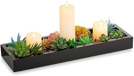 Hanobe Rectangular Long Narrow Tray: Black Decorative Rectangular Candle Holder Centerpiece Tray Decor Serving Tray No Handle for Dining Table Coffee Bar Living Room Home Decor