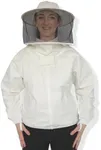 BEEATTIRE Heavy Duty Bee Jacket with Thick Cotton Bee Jacket Sting Proof Round Hood - Chest Zipper - 100% - Beekeeping Round Hood Jacket - Beekeeper Jacket for Men & Women - White - Bee Jacket