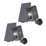 Solar Security Cameras Wireless Outdoor, 2 Pack ieGeek 2K WiFi Wireless Camera for Home Security with Color Night Vision, Motion Detection, 2-Way Talk for Home Surveillance, Works with Alexa