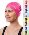 Limmys Women’s Swimming Cap - 100% Silicone Ladies Swim Caps - Premium Quality, Stretchable and Comfortable Swimming Hats - Available in Different Attractive Colours (Pink)