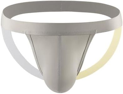 Mens Jockstraps Athletic Supporters Cotton Thongs Sport Underwear Sexy Bikini (US, Alpha, XX-Large, Regular, Regular, Grey)