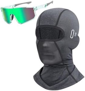 Unisex Balaclava Face Mask with Glasses Holes and Sunglasses, Breathable Elastic Mask for Motorcycle Work Ski Dark Grey