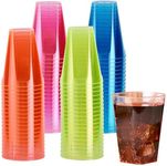 MATANA 80 Neon Party Cups, Coloured Hard Plastic Cups, 210ml - Drinks, Cocktails, Desserts - Birthdays, Christmas, Picnic, BBQ, Parties - Sturdy & Reusable