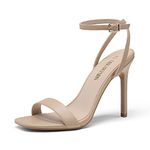 DREAM PAIRS Women's Heel Pump Sandals, Nude, 12