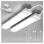 KUKUMAO LED Batten Light 6000K Daylight,43CM Linkable LED Tube Light 16W Under Cabinet Light IP65 Plug in Ceiling Light Strip for Garage,Kitchen,Workshop, Office, Shed, Workbench.