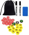 Joyeee Soccer Magnetic Boad Accessories Set, Include 27 Pcs Player Magnets Pieces, 2 Pcs Dry Erase Black Marker Pen, 1 Pcs Dry Eraser and Small Carry Pouch, Suit for Use on Magnetic Coaching Boards