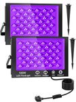 UV Black Light 100W 2 Pack,390-400nm UV Light,LED Blacklight with 1.5M Plug and Switch,IP66 Waterproof Ultraviolet Light,UV Floodlight for Fluorescent Party,Disco,Aquarium,Halloween Decorations