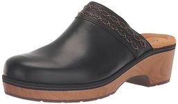 Clarks Collection Women's Paizlee Poppy Clog, Black Leather, 12 Wide US