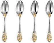 KEAWELL Gorgeous 6.3" Espresso spoons, 18/10 Stainless Steel, Luxury Teaspoons, Stirring, Mixing, Sugar, Cake, Dessert Spoons, Mini Antipasto spoons, Espresso Spoons (Gold Accent)