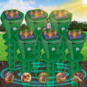 Ultrasonic Mole Repellent Outdoor, Gopher Repeller Solar Powered for Lawn Garden Yard, Mole and Vole Repellent Waterproof, Effectively Repels Gophers Snake Chipmunks Groundhogs-6 Pack