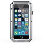 iPhone SE 2022/2020 Case,Tempered Glass Luxury Aluminum Metal Extreme Shockproof Military Bumper Heavy Duty Cover Shell Case Skin Protector for Apple iPhone SE 2022/2020 /8/7-Silver