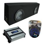 Harmony Audio Universal Regular Cab Truck Harmony Bundle R104 Dual 10" Black Sub Box & HA-A400.1 Amp