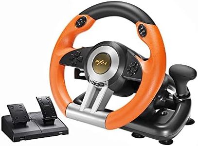 PC Racing Wheel, PXN V3II 180 Degree Universal Usb Car Sim Race Steering Wheel with Pedals for PS3, PS4, Xbox One,Xbox Series X/S,Switch (Orange)