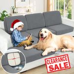 YEMYHOM Sectional Couch Covers for L Shaped Chaise Lounge 1 Piece Separate Cushion Couch Universal Replacement Large Checkered Furniture Protector with Elastic Bottom (Chaise Cover, Light Gray)