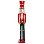 THE TWIDDLERS - 4 FT/ 1.2m Lifesize Giant Wooden Christmas Nutcracker Soldier (Classic) Premium Handmade Pine Wood Classic Traditional Ornament, Christmas Decoration with Moving Parts