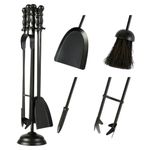 Black Fireplace Tools Fireside Companion Set - Tongs, Poker, Shovel & Brush (DB16)