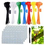 HASTHIP® Gardening Plant Twist Ties - Colorful Plastic Trellis Garden Ties - 16CM Adjustable Plant Ties with Label Sticker & Pen - Garden Plant Support & Clips - Nylon Ties for Plant Growing (250 Pcs)