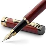 Wordsworth & Black Fountain Pen Set, Luxury Bamboo Wood - Medium Nib, Gift Case; Includes 6 Ink Cartridges, Ink Refill Converter -Journaling, Calligraphy; Drawing, Smooth Writing [Rosewood]