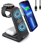 Wireless Charger, Fast Qi 3 in 1 Wireless Charging Station for iPhone 14/13/12/11/Pro/Pro Max/XS Max/XR/8, Qi-Certified Phone Watch Charger for Apple Watch 7/6/5/4/3/2/SE,Docking Station for AirPods