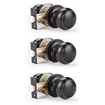 Probrico Oil Rubbed Bronze Passage Door Lock Keyless Knob Handles Leversets (Hall & Closet) 3 Pack