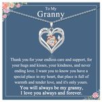 JETBON Granny Gifts - Granny Gifts Necklace - Silver Heart Rose Pendant Necklaces Jewellery for Women, Great Granny Birthday Gifts from Grandchildren, Thoughtful Granny Christmas Mothers Day