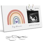 Rainbow Baby Sonogram Picture Frame Countdown Weeks, Pregnancy Announcement Ideas, 4"x3" Ultrasound Photo, Gender Reveal Baby-Shower Gift for New Mom Dad Expecting Parents Grandparents to Be Keepsake