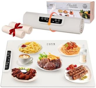Zurligi Electric Food Warming Mat, with 2 Kitchen Towels, 61x38 cm Portable & Rollable Silicone Warming Tray with Timer, Full Surface Heating with 3 Level Temperature, for Buffet, Parties, Home