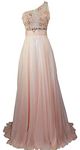 Meier Women's One Shoulder Lace Sheer Top Prom Pageant Formal Dress - Pink -