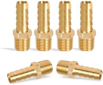 Dmikcav 6 Pcs Brass Hose Barb Fittings, 1/4 NPT to 3/8 Barb, Barbed Hose Fittings, Male Thread Hose Barb Adapter Connector, Hose Barb Fittings