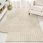 JONATHAN Y GST103A-6 Retro Bohemian Abstract Striped Handwoven Wool Area Rug, Modern, Contemporary for Bedroom, Kitchen, Living Room, Easy-Cleaning, Ivory/Beige, 6 ft. x 9 ft.