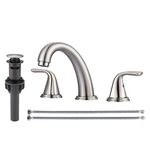 Aleasha Brushed Nickel Bathroom Sink Faucet, Widespread Bathroom Faucet, Bathroom Sink Faucet 3 Hole with Pop Up Drain for RV Restroom Vanity Camper