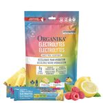 Organika Canadian-Made Electrolytes Powder with Vitamin C & Prebiotic Fibre - Sugar-Free Hydration Drink Mix Variety Pack - Lemonade, Raspberry & Pineapple Passionfruit - 21 Single-Serve Sachets x 3.5g