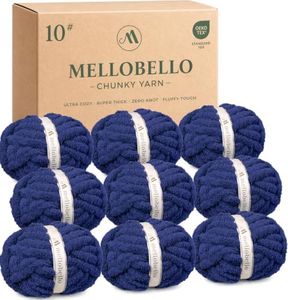 Jumbo Chunky Yarn for Hand Knitting - Chunky Chenille Yarn for Crocheting Blankets,Super Soft Bulky Fluffy Yarn,9 Jumbo Pack(22yds,8oz Each Skein),Navy Blue