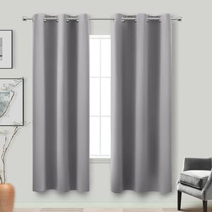 72 Inch Length Grey Curtains for Room,2 Panels Set 6FT 6 FT Grommet Double Sided Blocking Thermal Insulated Blackout Room Darkening Garage Window Coverings for Bedroom 72 Inches Long,Light Gray