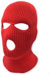 3 Hole Knitted Full Face Ski Mask Winter Balaclava Face Cover for Outdoor Sports (Red)