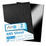 Art3d ABS Plastic Sheets 1/16 Inch Thick 12"x24", 2 Pack - Thermoform Two-Sided Rigid ABS Sheet (Textured Plastic Front & Smooth Back)