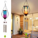 Wind Chimes for Outside 34" Hot Air Balloon Solar Wind Chimes Outdoor Hanging Solar Lantern Garden Decor for Patio Yard, Christmas Windchimes Outdoors Gifts for Mom Women Grandma