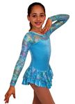 Ice Fire Velvet Ice Skating Dress | Long Sleeves, Stretchable Figure Skating Dress with Rainbow Lace