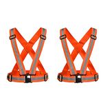 Robustt Protective Reflective Jacket| Orange Safety Jacket | Pack of 2 | High Visibility Reflective Tape | Adjustable POM Buckle with Nylon Band | Suitable for Cycling, Night Visibility & Running