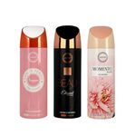 Armaf Beau Elegant & Momento & Femme Essence Deodorant Body Spray for Women - 200ml Pack of-3