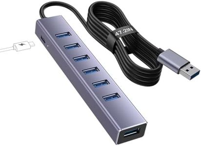 Getatek USB 3.0 Hub, 8 Ports USB Hub, with 7 USB 3.0 Port, 5V Extra Power Port, Aluminum Shell USB A HUB, USB Expander for Laptop, Flash Drive, HDD, Printer, Camera,Keyborad, Mouse