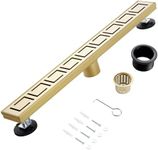 muschbath 48 Inch Linear Shower Drain, Brushed Gold Shower Drain, Removable Grate, 304 Stainless Steel, Easy to Install and Clean for Bathrooms (Drain Base Not Included), LSD-30A-48G