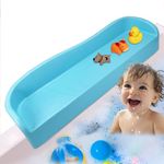 Skywin Bathtub Splash Guard - Tray Caddy Holder Storage with 10 Suction Cups Attach to Bath Tub - No Mess Water Spill in Bathroom (Blue), SW-241-T1803PH10PSB