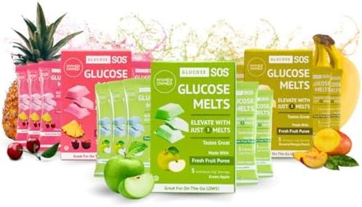 Glucose SOS Melts Made with Dextrose Powder Natural Fruit Puree Sugar, Glucose Tabs, Sports Supplement, Fast Acting Tablets with 15 Individual 15g Servings of 3 Different Flavors