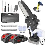 6 Inch Mini Chainsaw Sofrose Cordless Chainsaw with Auto-Oil System 2X 2.0Ah Batteries One-Handed Electric Chain Saw Electric Pruning Chainsaw for Wood Cutting Garden Logging Trimming Branch